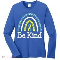 Be Kind Rainbow World Down Syndrome Awareness Day Women's Long Sleeve Shirt thumb 0