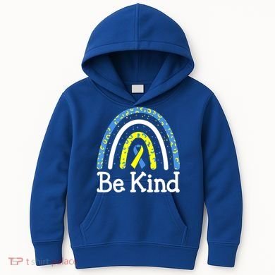 Be Kind Rainbow World Down Syndrome Awareness Day Kids Hoodie