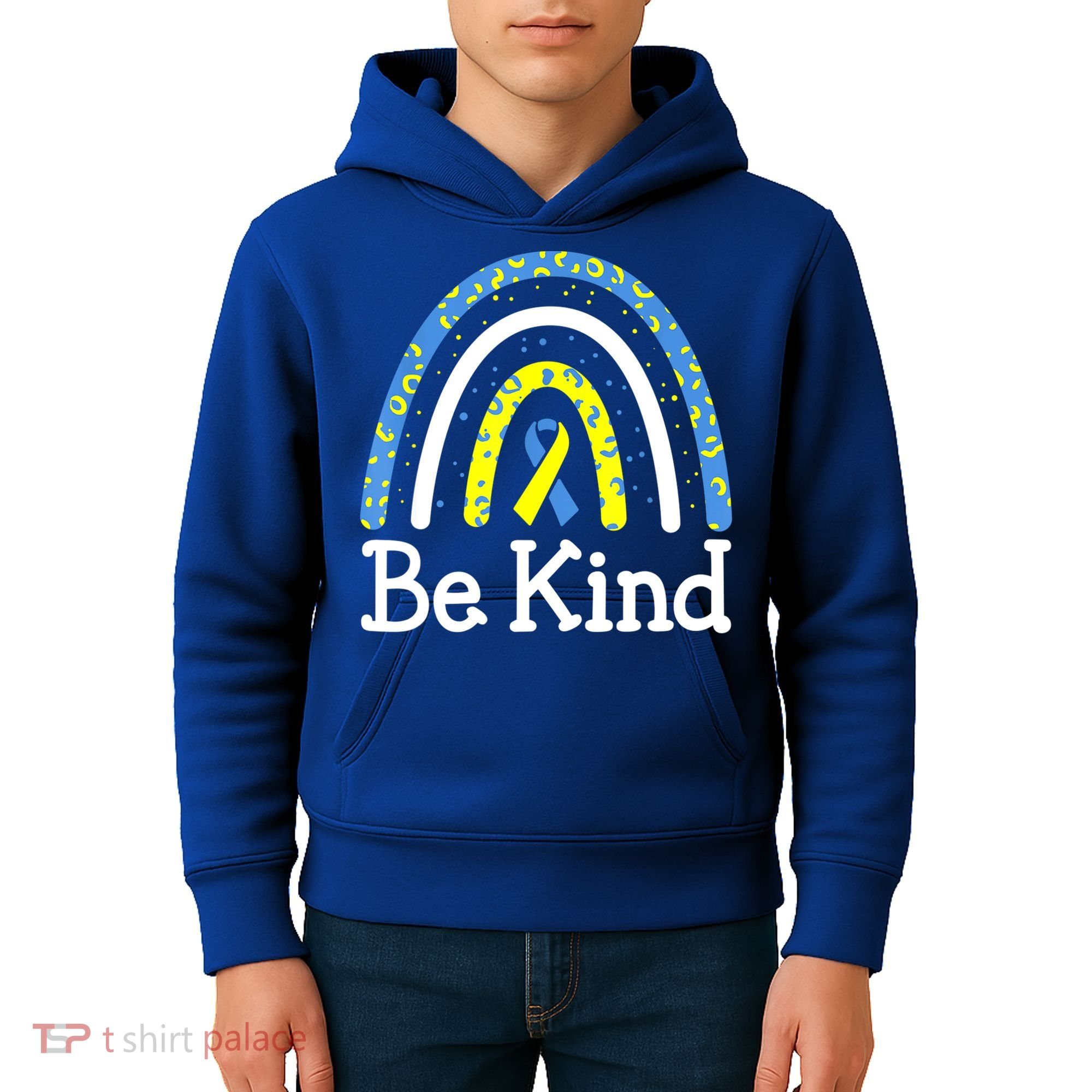 Be Kind Rainbow World Down Syndrome Awareness Day Kids Hoodie