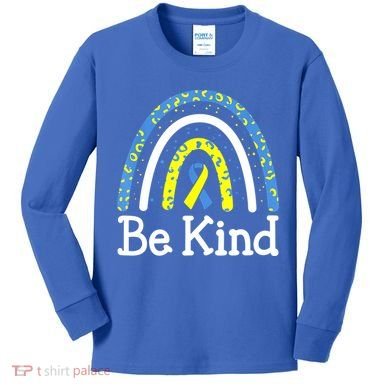 Be Kind Rainbow World Down Syndrome Awareness Day Kids Long Sleeve Shirt