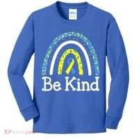 Be Kind Rainbow World Down Syndrome Awareness Day Kids Long Sleeve Shirt thumb 0