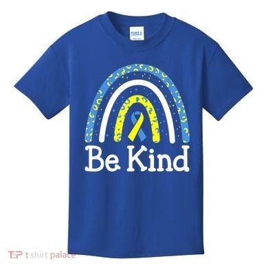 Be Kind Rainbow World Down Syndrome Awareness Day Kids T-Shirt