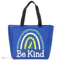 Be Kind Rainbow World Down Syndrome Awareness Day Tote Bag thumb 0