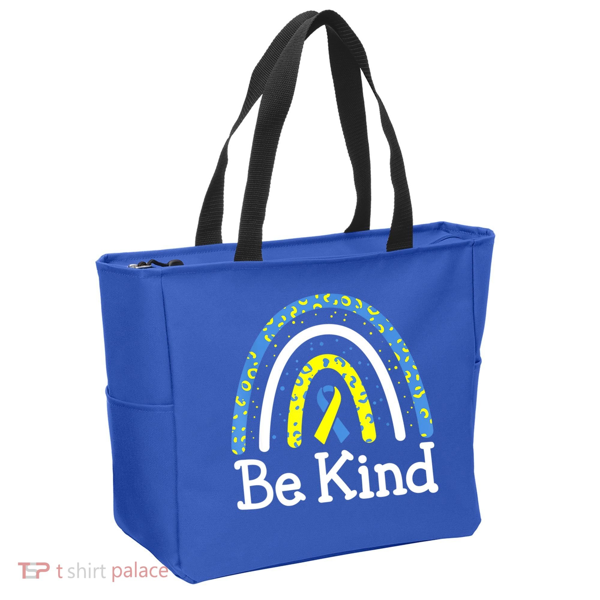 Be Kind Rainbow World Down Syndrome Awareness Day Tote Bag