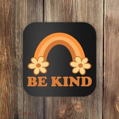 Be Kind Rainbow Retro Sunflower Coaster