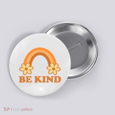 Be Kind Rainbow Retro Sunflower Button