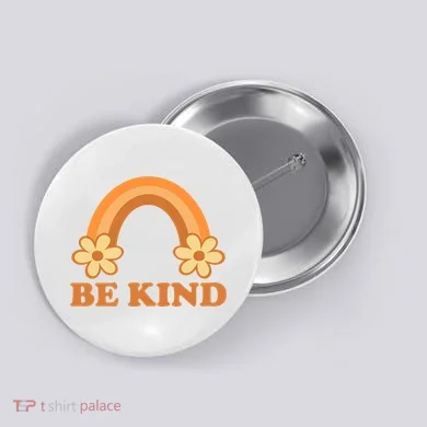 Be Kind Rainbow Retro Sunflower Button