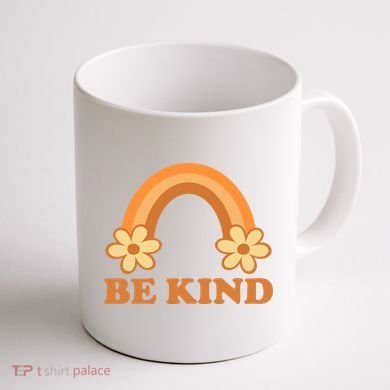 Be Kind Rainbow Retro Sunflower Coffee Mug back