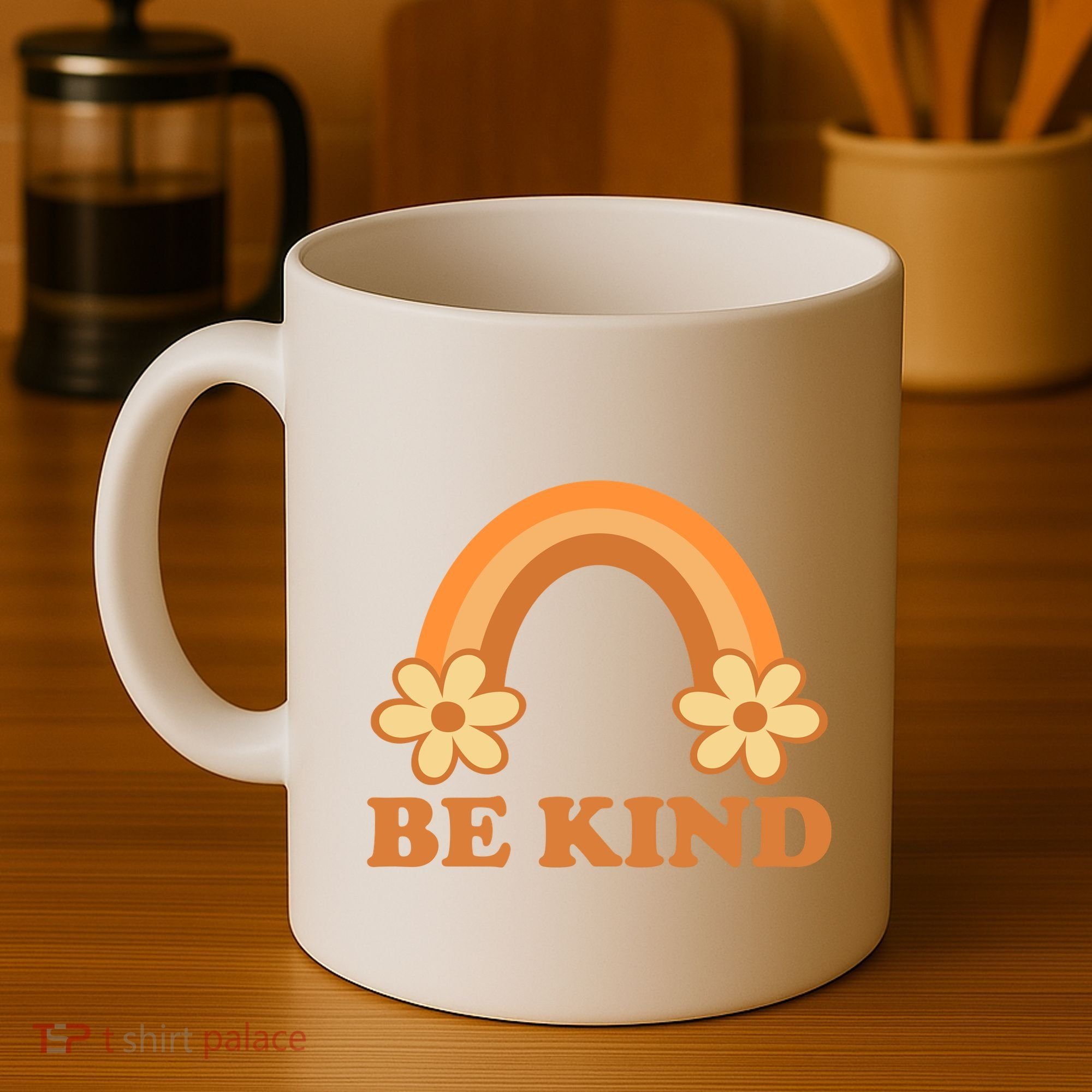 Be Kind Rainbow Retro Sunflower Coffee Mug