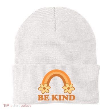 Be Kind Rainbow Retro Sunflower Beanie