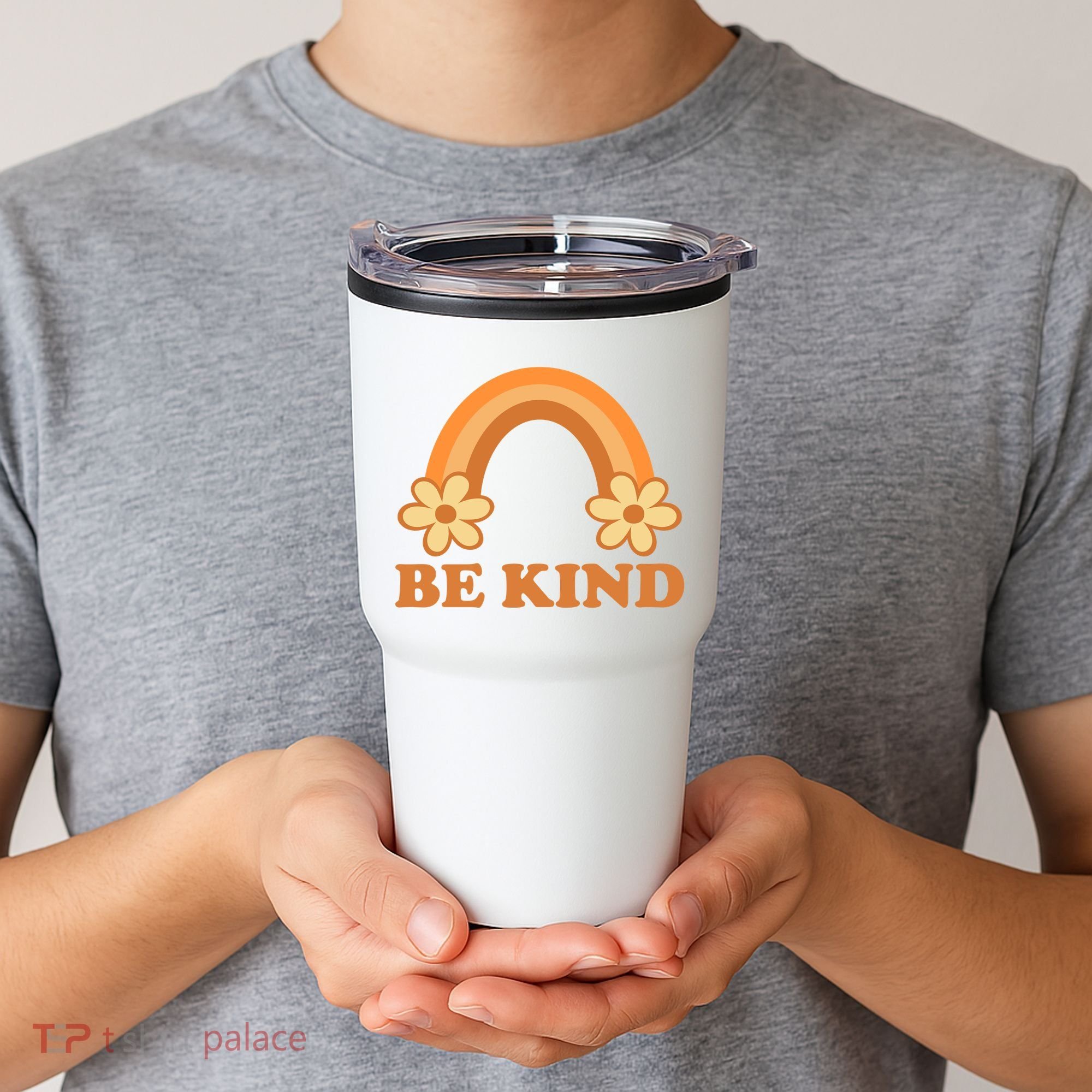 Be Kind Rainbow Retro Sunflower Tumbler