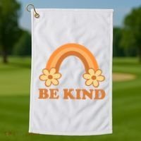 Be Kind Rainbow Retro Sunflower Golf Towel thumb 1