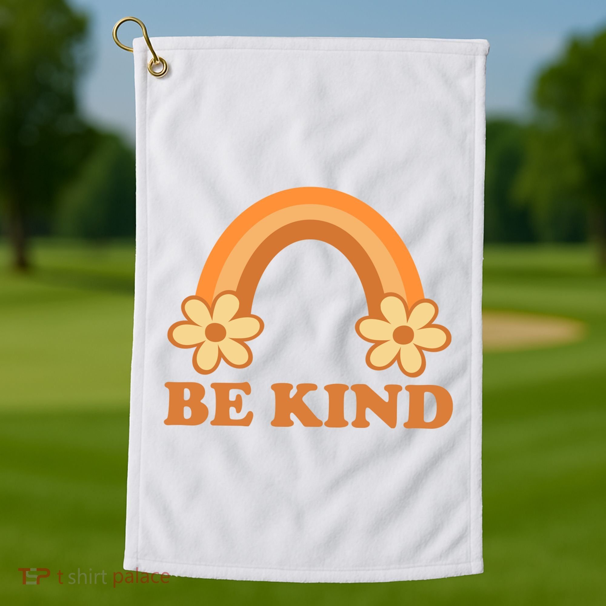 Be Kind Rainbow Retro Sunflower Golf Towel