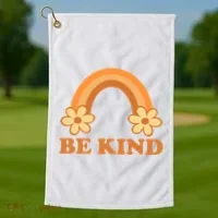 Be Kind Rainbow Retro Sunflower Golf Towel thumb 1