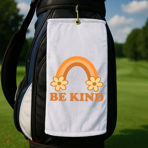 Be Kind Rainbow Retro Sunflower Golf Towel