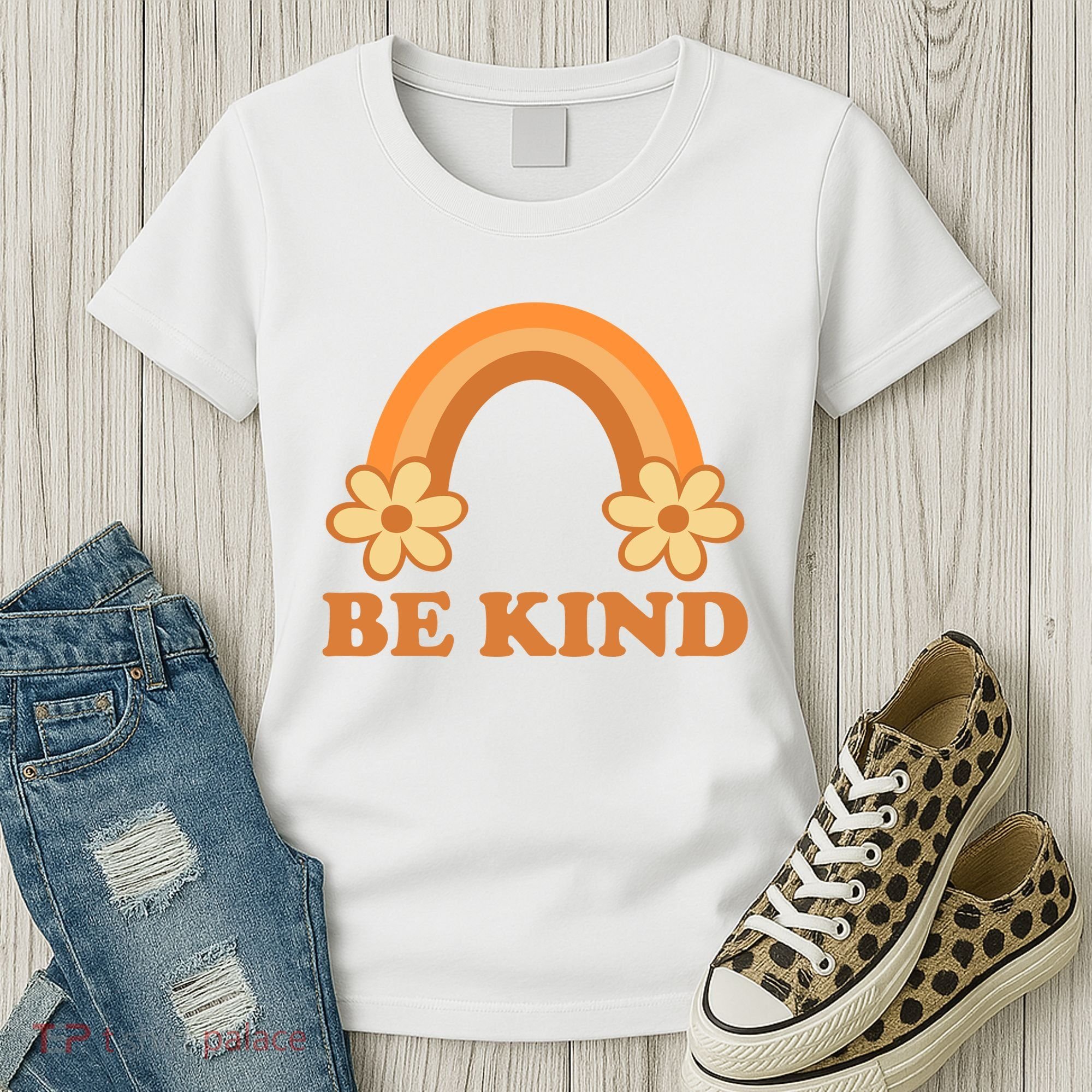 Be Kind Rainbow Retro Sunflower Women's T-Shirt