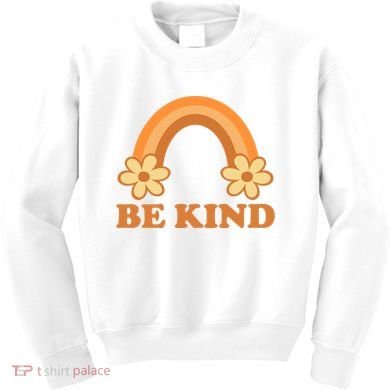 Be Kind Rainbow Retro Sunflower Kids Sweatshirt
