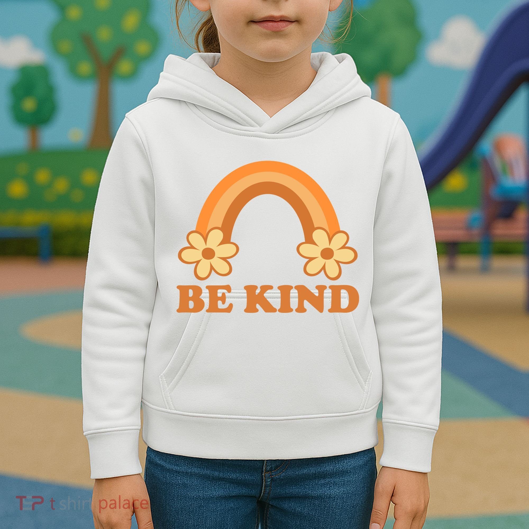 Be Kind Rainbow Retro Sunflower Kids Hoodie