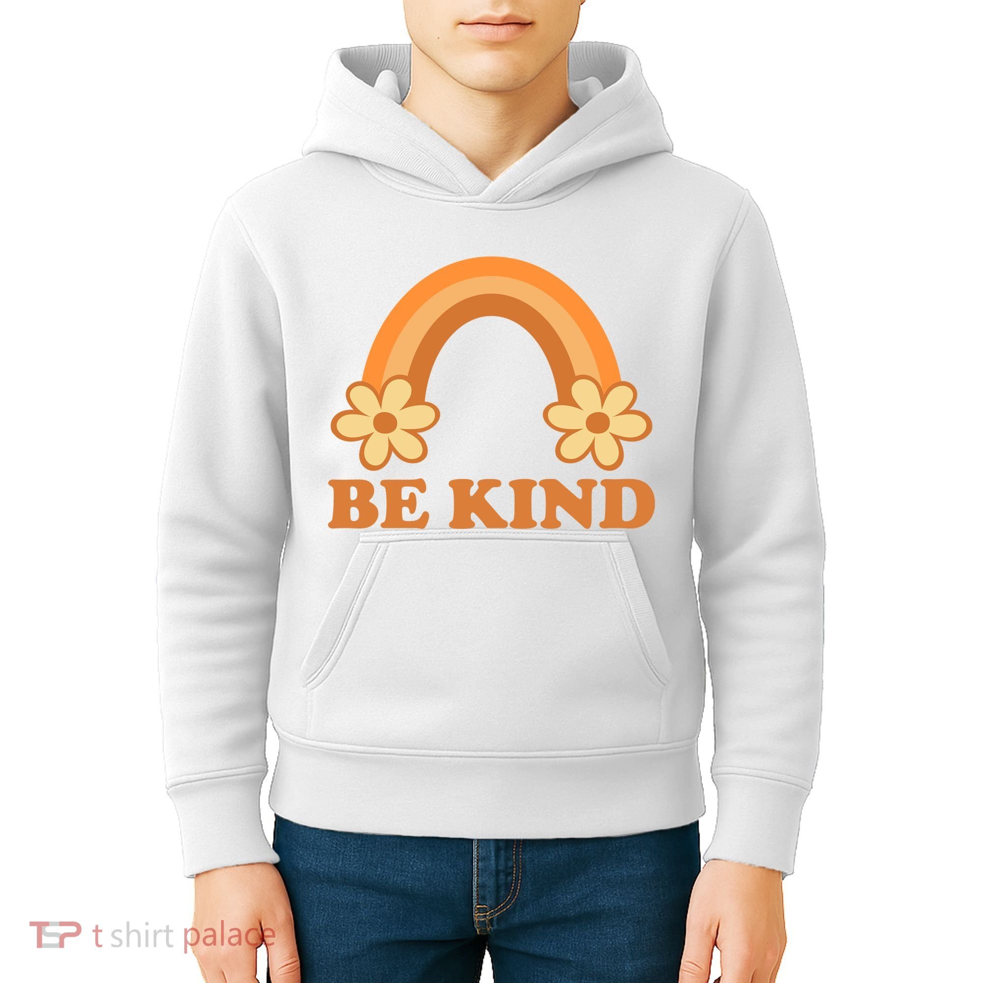 Be Kind Rainbow Retro Sunflower Kids Hoodie