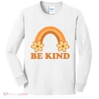 Be Kind Rainbow Retro Sunflower Kids Long Sleeve Shirt thumb 0