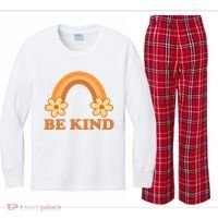 Be Kind Rainbow Retro Sunflower Kids Long Sleeve Plaid Pajama Set thumb 0