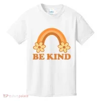 Be Kind Rainbow Retro Sunflower Kids T-Shirt thumb 0