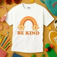 Be Kind Rainbow Retro Sunflower Kids T-Shirt thumb 3