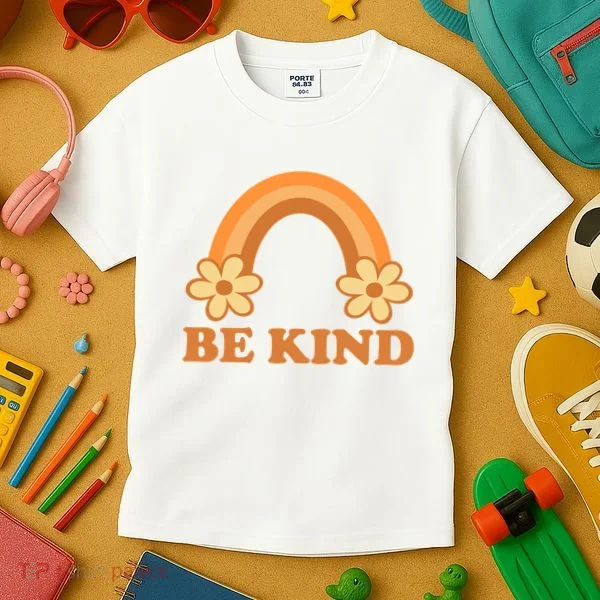 Be Kind Rainbow Retro Sunflower Kids T-Shirt