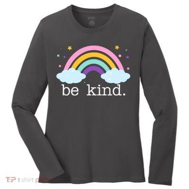 Be Kind Rainbow Star Colorful Cute Women's Long Sleeve Shirt
