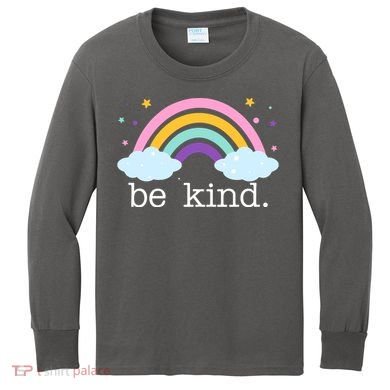 Be Kind Rainbow Star Colorful Cute Kids Long Sleeve Shirt
