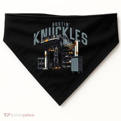 Bustin Knuckles Skeleton Auto Mechanic Humor USA-Made Doggie Bandana