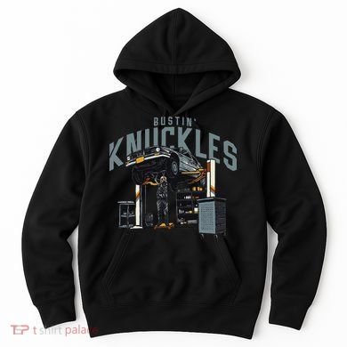 Bustin Knuckles Skeleton Auto Mechanic Humor Hoodie