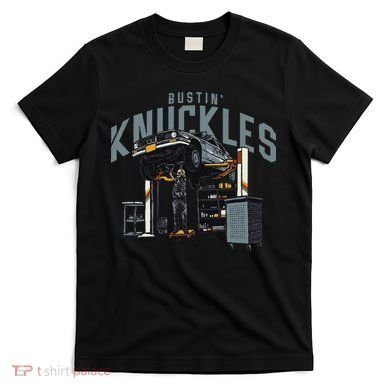 Bustin Knuckles Skeleton Auto Mechanic Humor T-Shirt