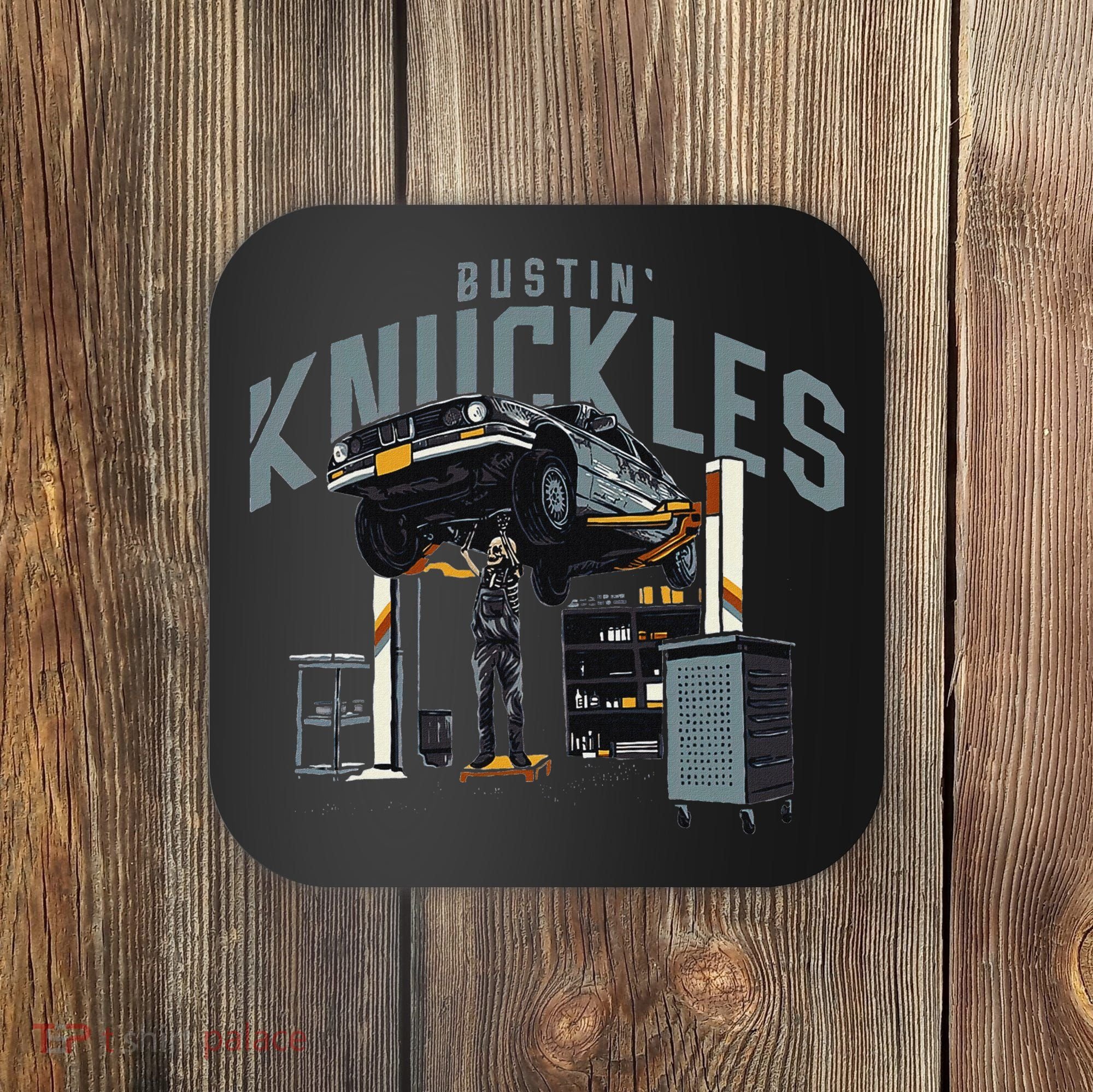 Bustin Knuckles Skeleton Auto Mechanic Humor Coaster