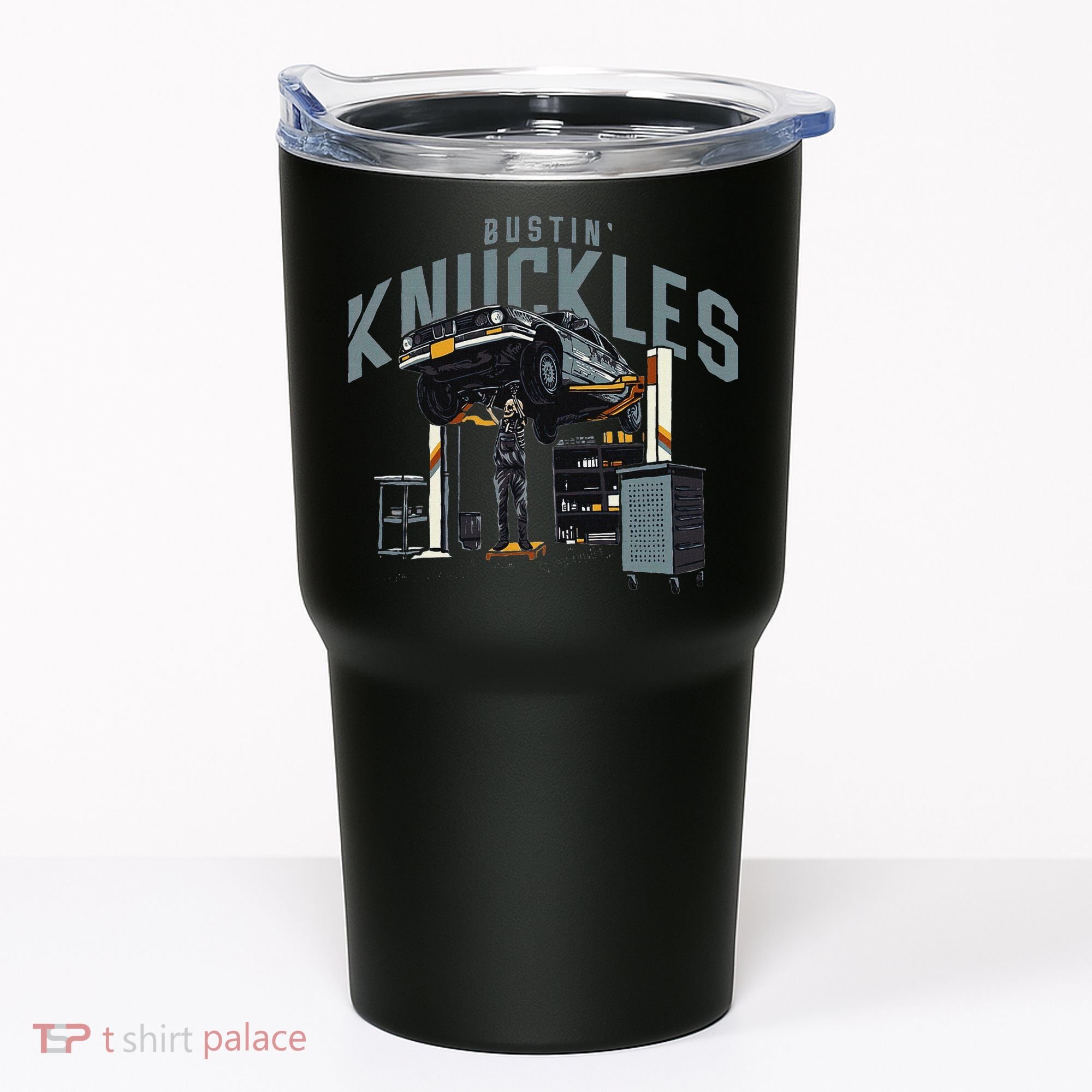 Bustin Knuckles Skeleton Auto Mechanic Humor Tumbler