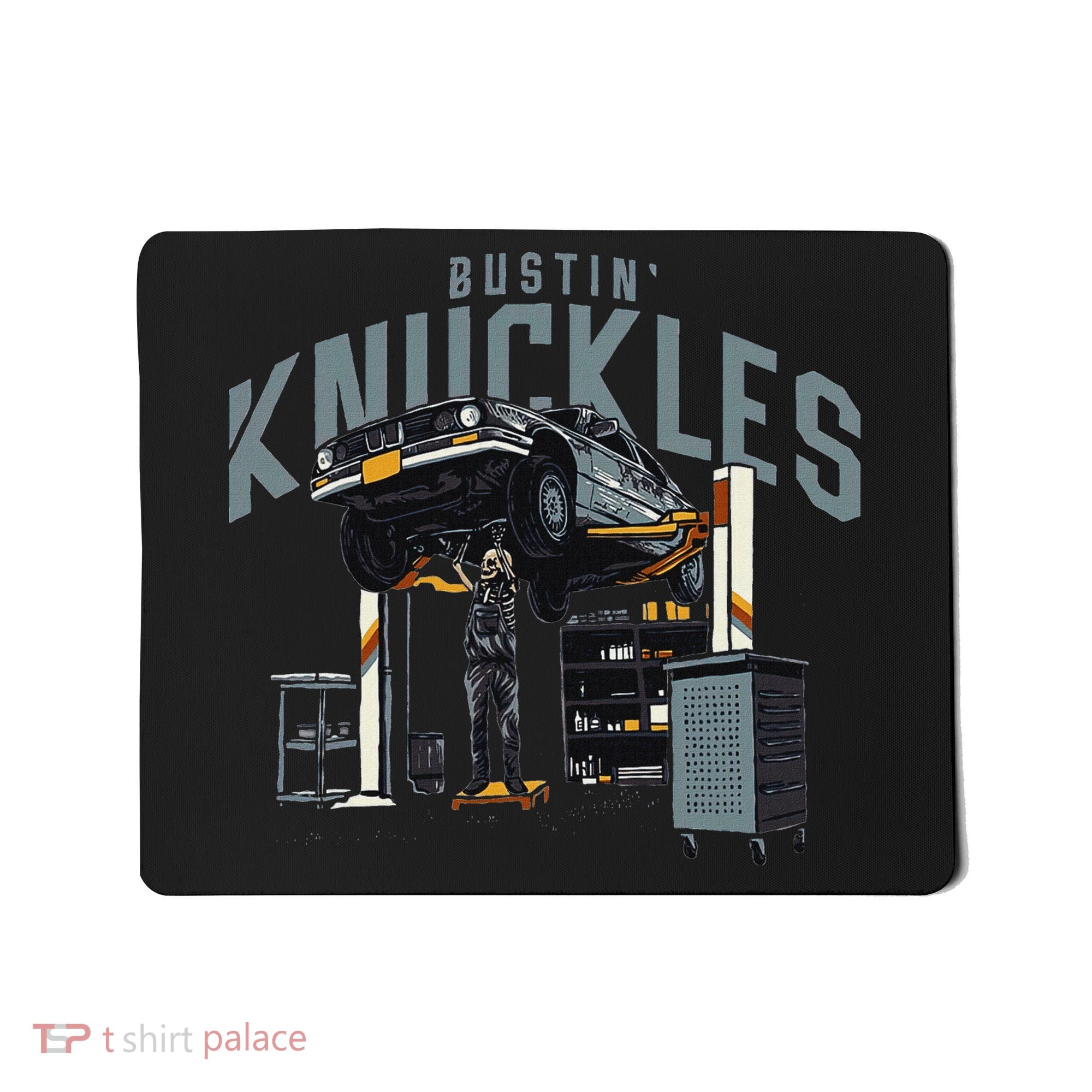 Bustin Knuckles Skeleton Auto Mechanic Humor Mousepad