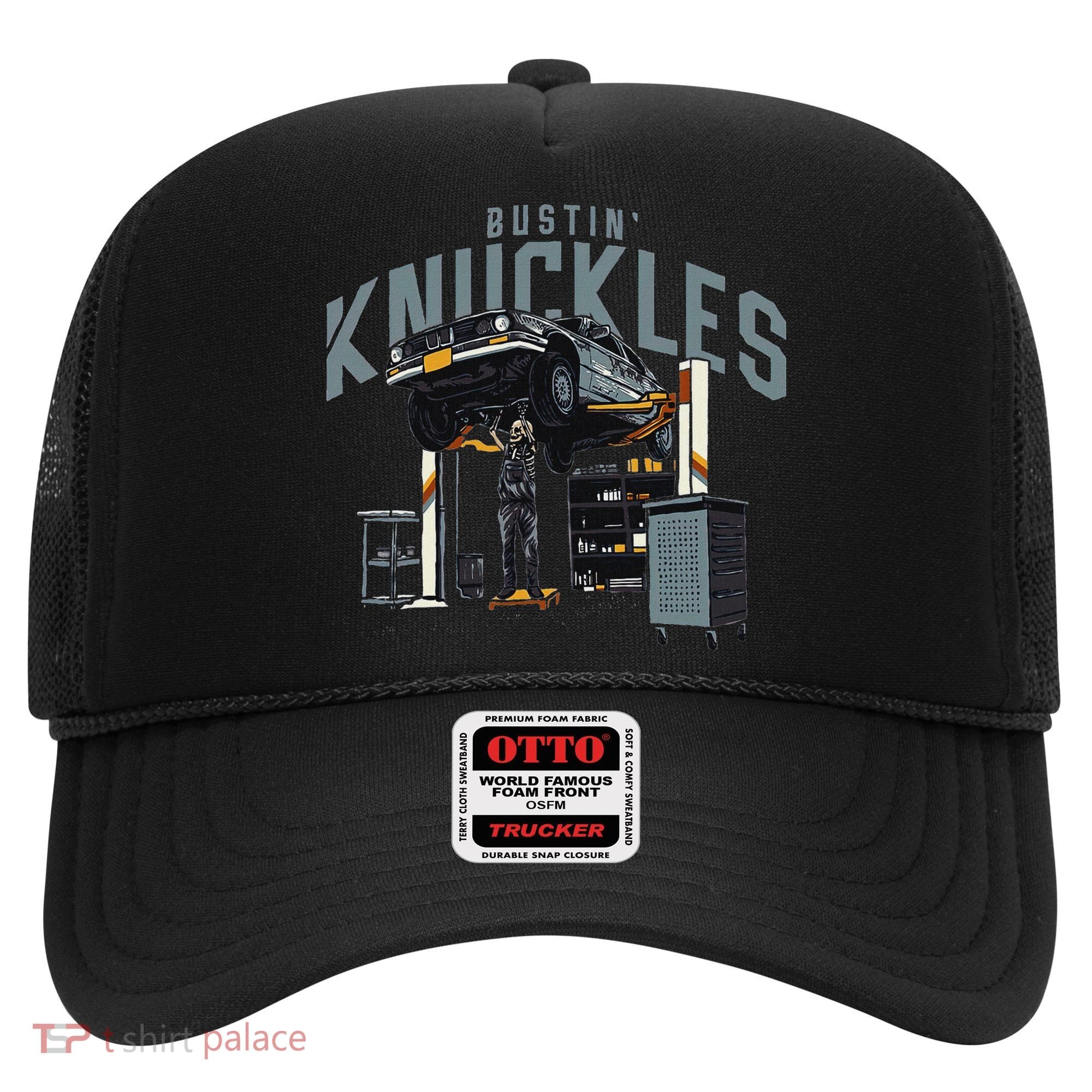 Bustin Knuckles Skeleton Auto Mechanic Humor Hat