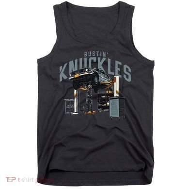 Bustin Knuckles Skeleton Auto Mechanic Humor Tank Top