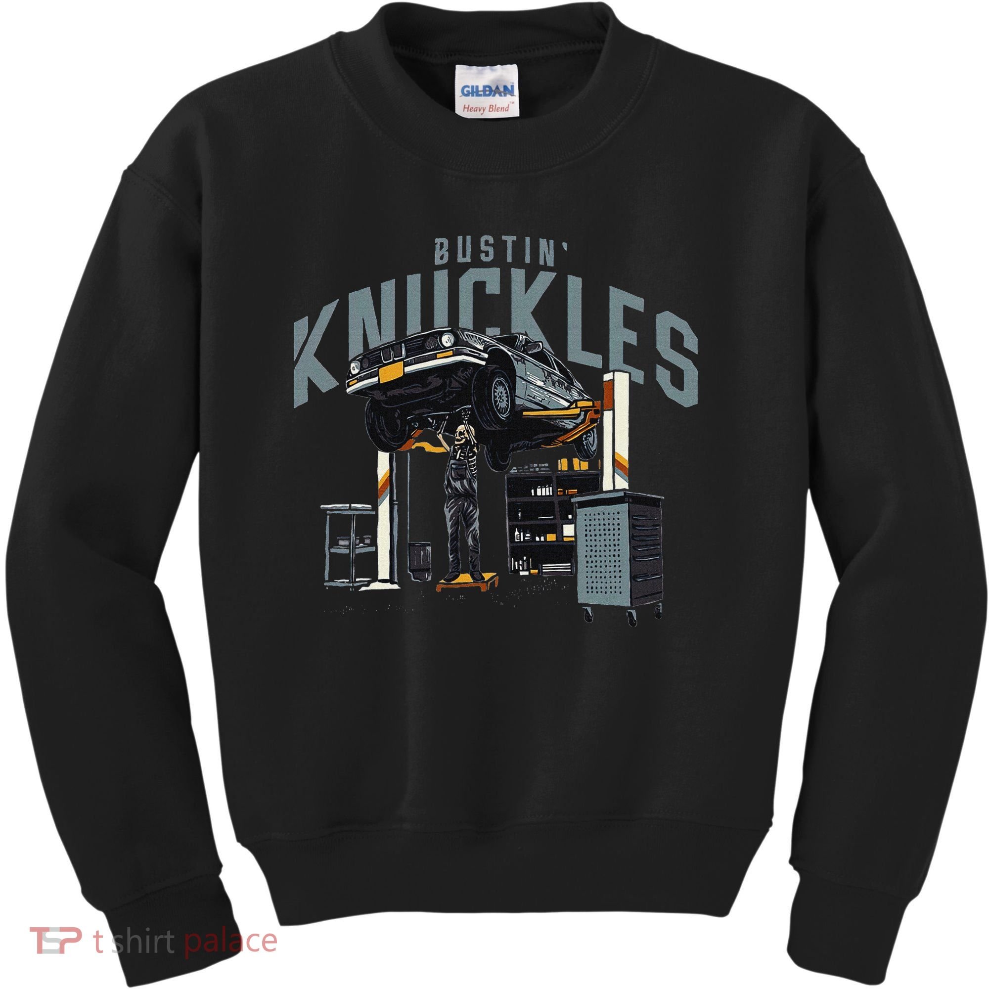 Bustin Knuckles Skeleton Auto Mechanic Humor Kids Sweatshirt
