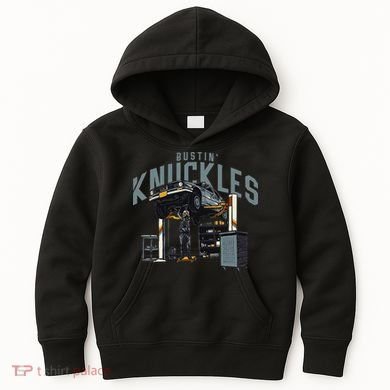 Bustin Knuckles Skeleton Auto Mechanic Humor Kids Hoodie