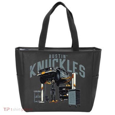 Bustin Knuckles Skeleton Auto Mechanic Humor Tote Bag