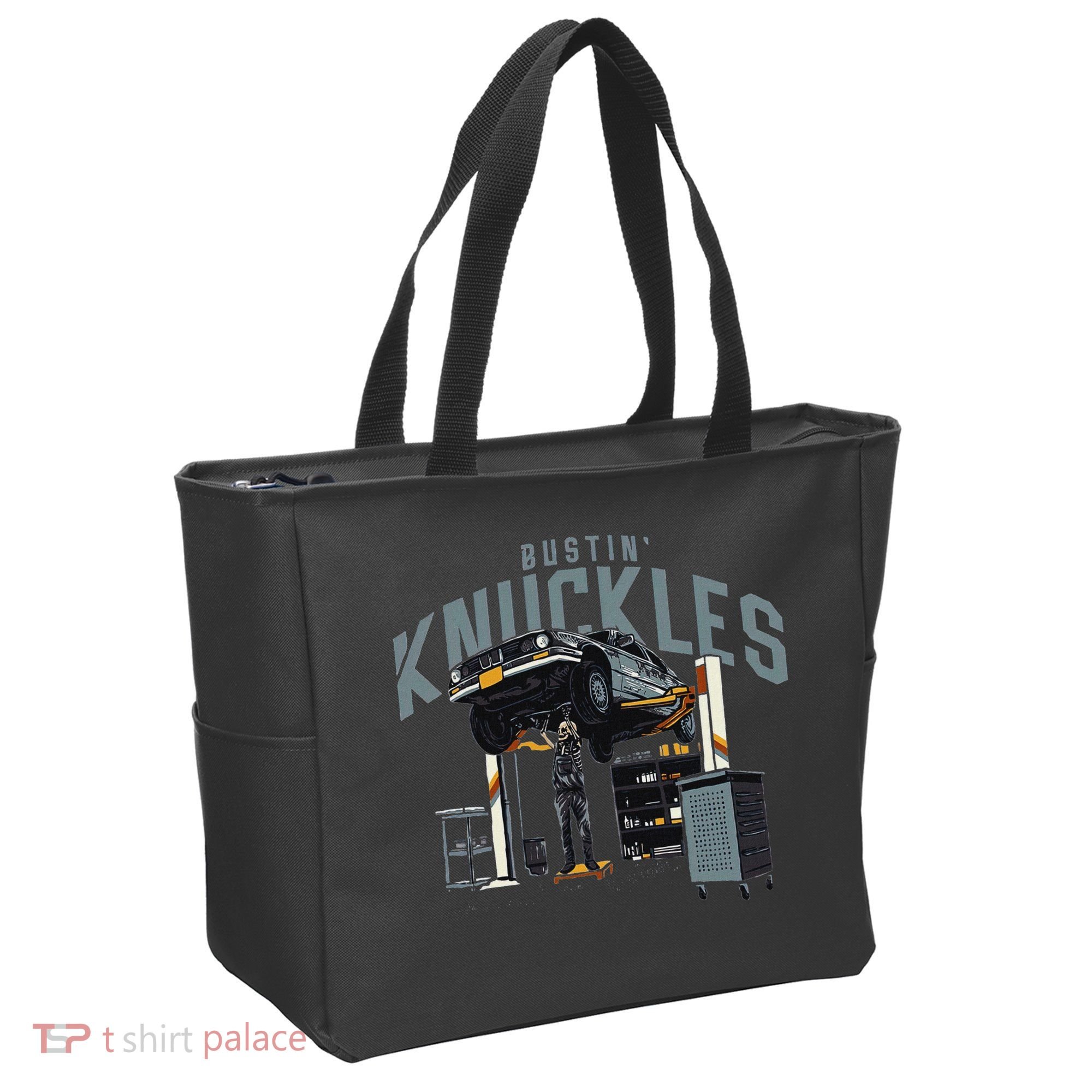 Bustin Knuckles Skeleton Auto Mechanic Humor Tote Bag