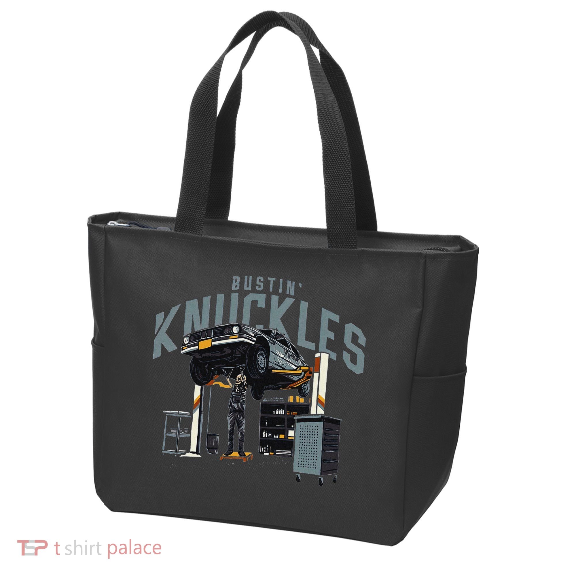 Bustin Knuckles Skeleton Auto Mechanic Humor Tote Bag