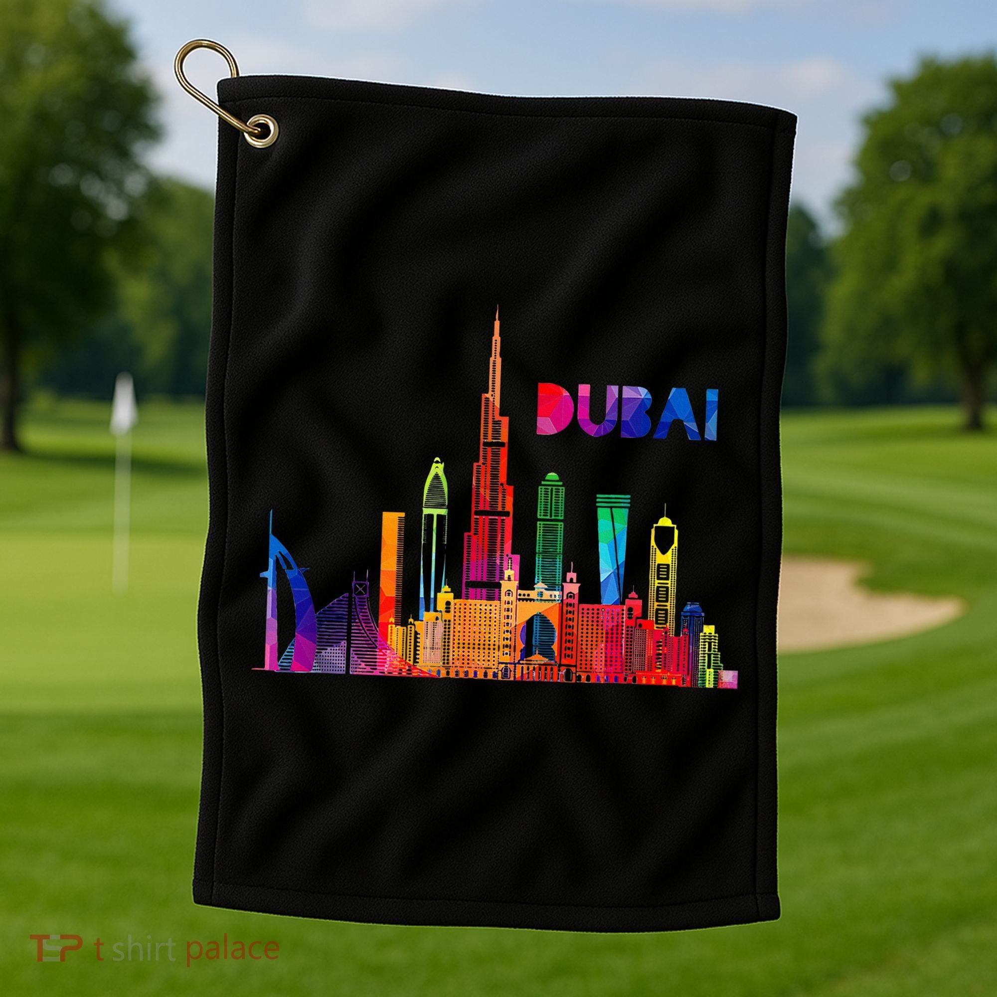 Burj Khalifa Skyscraper Royalty Dubai Uae Golf Towel