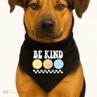 Be Kind Smiley Retro USA-Made Doggie Bandana thumb 1
