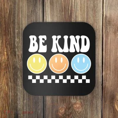 Be Kind Smiley Retro Coaster