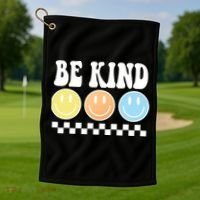 Be Kind Smiley Retro Golf Towel thumb 1