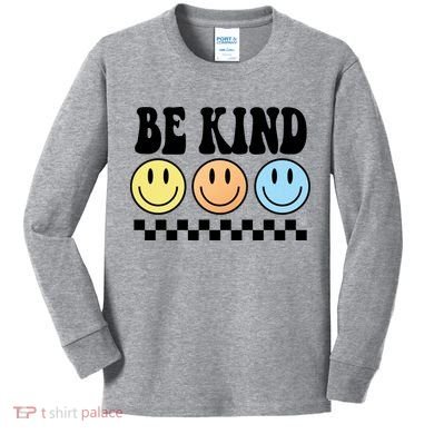Be Kind Smiley Retro Kids Long Sleeve Shirt