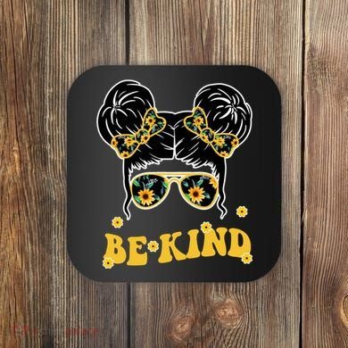 Be Kind Sunflower Hair Bun Spring Coaster