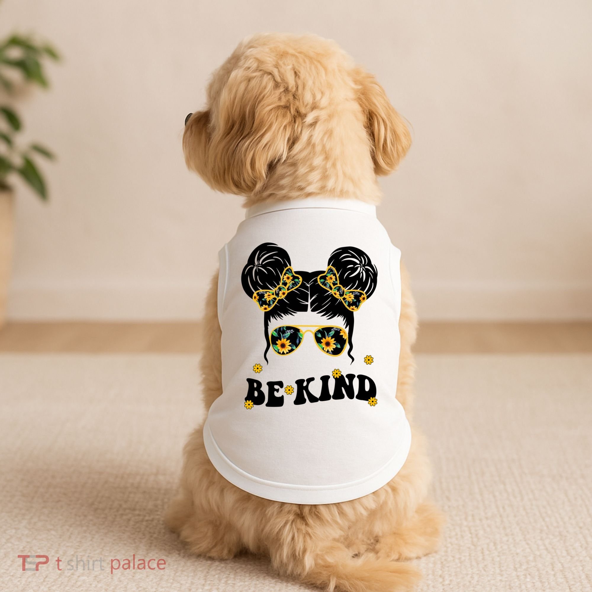 Be Kind Sunflower Hair Bun Spring Doggie Tank